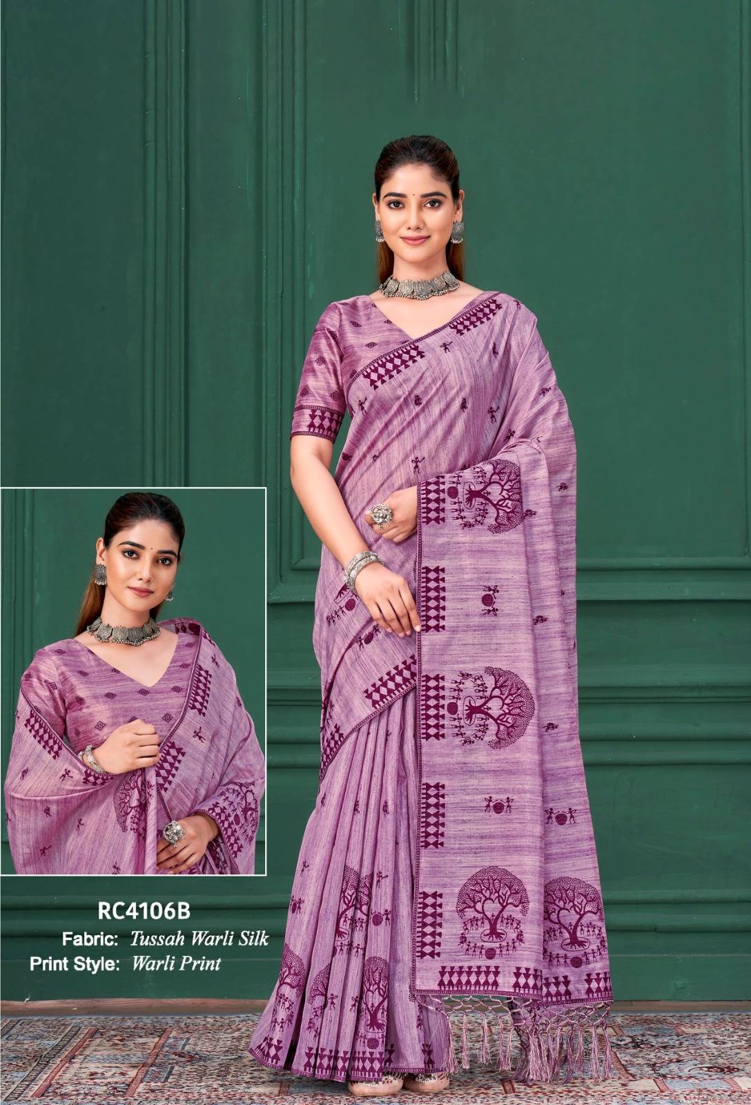 RANG CHATKILA By MAHOTSAV 4106 to 4108 Series Indian Traditional Wear Collection Beautiful Wear TUSSAH WARLI SILK Sarees At Wholesale Price